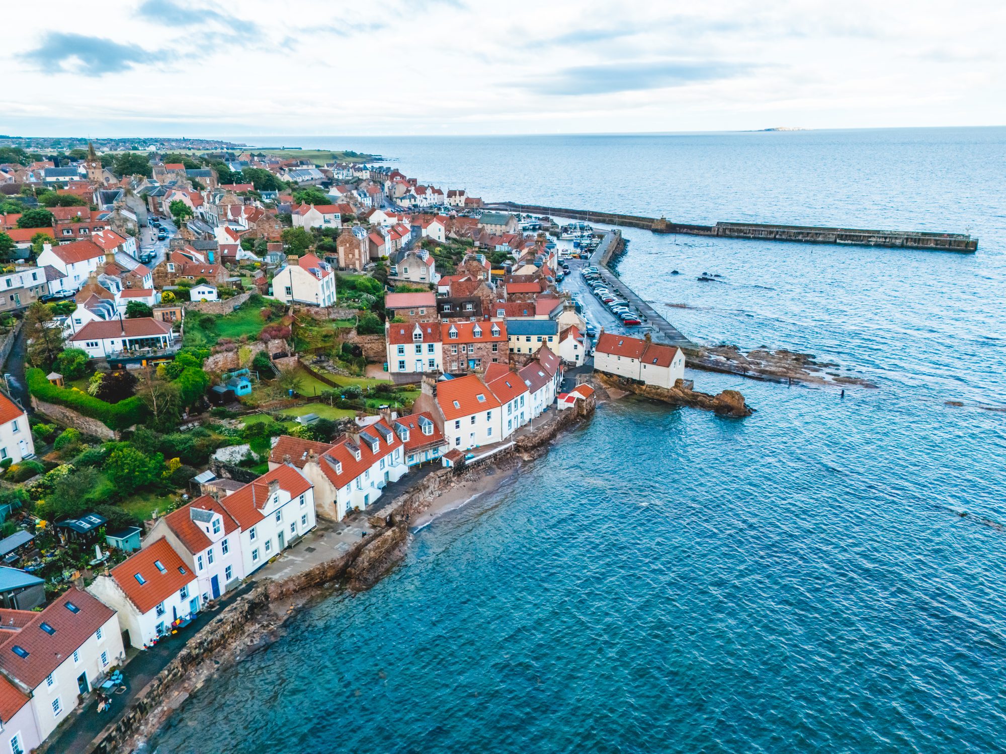 West Shore and Pittenweem harbour along the coast